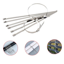 9074 Stainless Steel Cable Tie Used For Solar Industrial And Home Improvement Multipurpose High Strength Self-locking Zip Ties Multi-purpose Tie Portable Rustproof 100pcs Wide Application Zip Tie Set For Building ( 4.6x 200mm  100 Pcs Set)