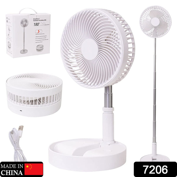 7206 Telescopic Electric Desktop Fan Height Adjustable Foldable  Portable For Travelcarry  Silent Table Top Personal Fan For Bedside Office Table (Battery Not Include)