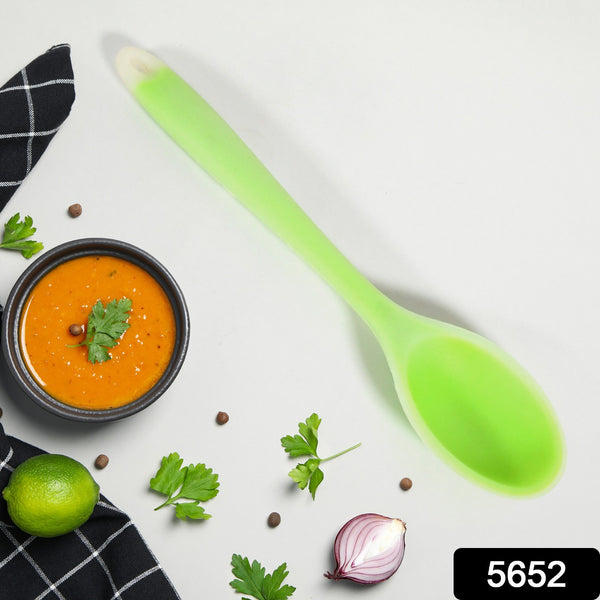 5652 Multipurpose Silicone Spoon Silicone Basting Spoon Non-stick Kitchen Utensils Household Gadgets Heat-resistant Non Stick Spoons Kitchen Cookware Items For Cooking (1 Pc  27 Cm)