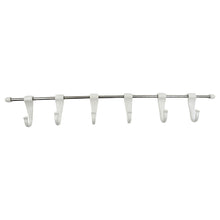 Stainless Steel Utensil Hanger Rail – Nail-Free Wall Mount with 2 Magic Stickers & 6 Hooks for Kitchen