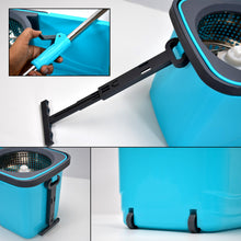 Quick Spin Mop with Plastic Spin Bucket - Easy Wheels and Large Bucket for Efficient Floor Cleaning.