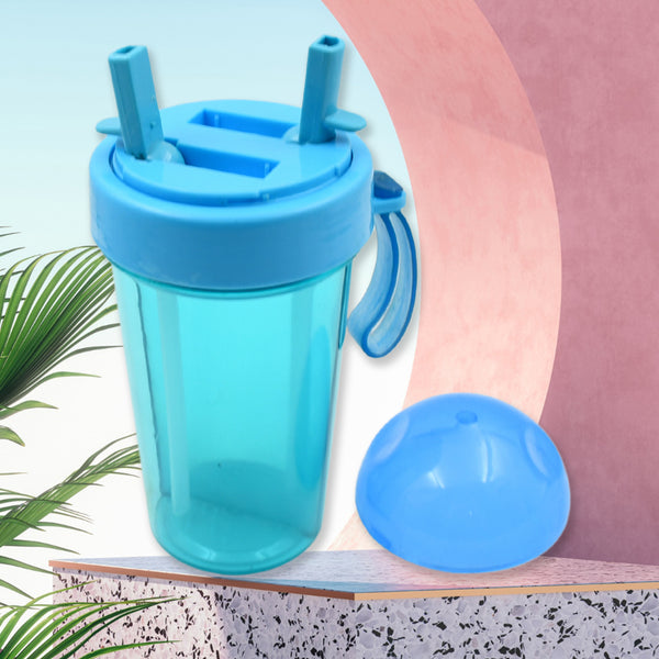 7125 2 Drinks In 1 Cup Water Bottle Stable Sturdy Dual Use Bottle 2 Straws For Shopping Travel For Outdoor Activities (1 Pc)