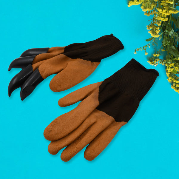 Garden Farming Gloves With Hand Fingertips  Plastic Claws (1 Pair)