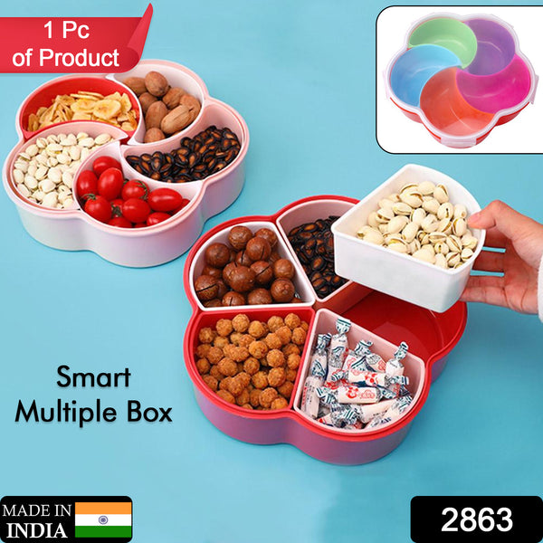 5-Compartment Party Snack Box - Ideal for Storing Nuts, Candy, Fruits, and More for Home & Kitchen Use