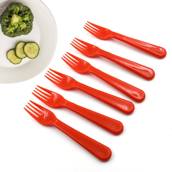 5968 Plastic Fork Spoon Fork Spoon Set Fruit Fork Spoon Set  Baby Fork Spoonvegetable Fork Spoon Plastic Salad Spoon Dessert Spoon (6pc Set)