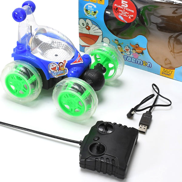 Rechargeable 360 Degree Stunt Rolling Remote Control Car With Colourful 3d Lights And Music For Kids