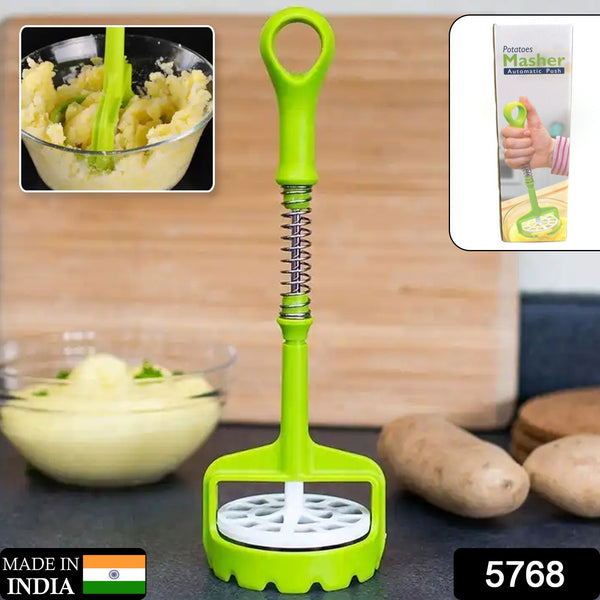 One-Handed Potato Masher – Multi-Functional Tool with Comfort Grip & Stainless Steel Spring for Effortless Mashing (1 Pc)