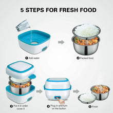 Electric Lunch Box 3 In 1 Food Heater  Cooker  Steamer With Stainless Steel Bowls (1 Set) Wukusy