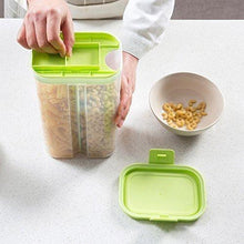 Plastic 2-Section Airtight Food Storage Container – Transparent for Grains & Cereal (2 Ltr)