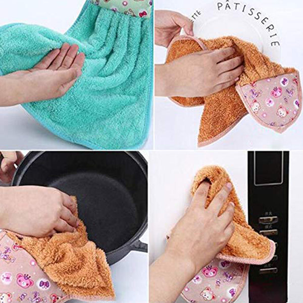 4920 Microfiber Wash Basin Hanging Hand Kitchen Towel Napkin Microfiber Cloth Cartoon Animal Hanging Dishcloths Kitchen Accessories ( 1pc )