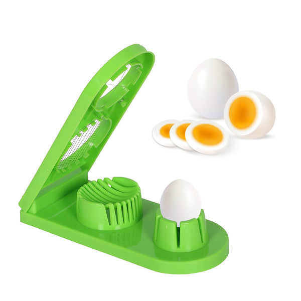 2-in-1 Double Cut Egg Cutter - Stainless Steel Wire, Easy Boiled Egg Slicing Tool