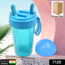 7125 2 Drinks In 1 Cup Water Bottle Stable Sturdy Dual Use Bottle 2 Straws For Shopping Travel For Outdoor Activities (1 Pc)