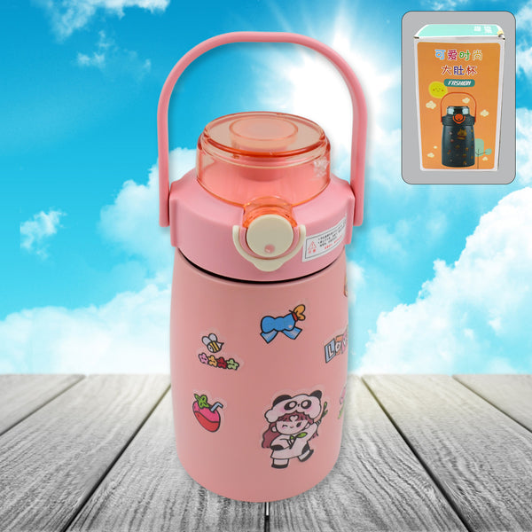 Stainless Steel Vacuum Insulated Water Bottle With Handle  Sticker (700 Ml)