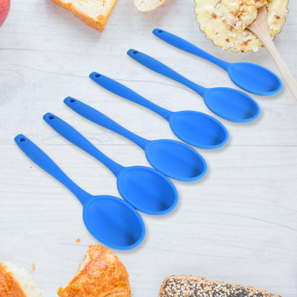 Multipurpose Silicone Spoon Silicone Basting Spoon Non-stick Kitchen Utensils Household Gadgets Heat-resistant Non Stick Spoons Kitchen Cookware Items Forcooking And Baking (6 Pcs Set)