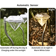 9220 Diamond Shaped Solar Powered Stake Lights Waterproof Outdoor Solar Power Lawn Lamps Led Spot Light Garden Pathway Stainless Steel Solar Landscape Lighting (4 Pcs Set)