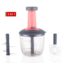 5368 1100 Ml 2 In 1 Push Up Chopper With Blender Affixed With 6 Sharp Blade  Vegetable And Fruit Cutter With Easy Push And Chop Button