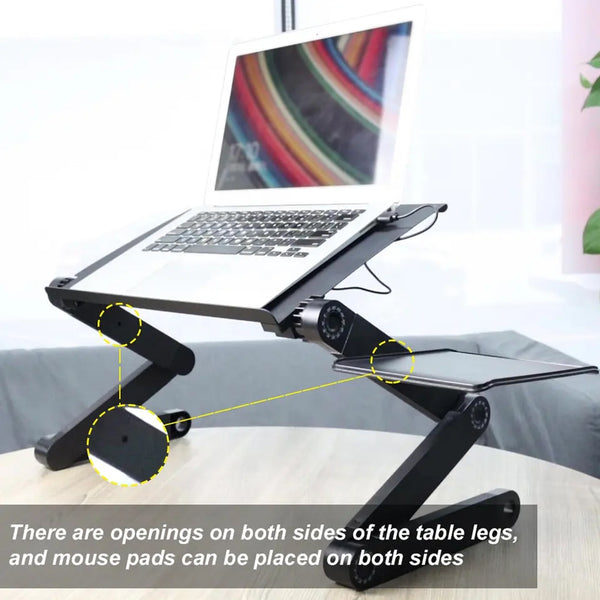 Modern Portable Adjustable Foldable Laptop Stand – Vented Desk with 2 Built-In Cooling Fans