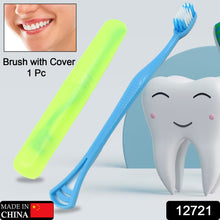 2-in-1 Soft Toothbrush and Tongue Cleaner with Cover – Plastic Holder for Men, Women, and Kids (1 Pc)