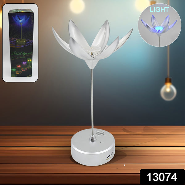 Lotus Flower Lamp with Music Speaker – Touch Open/Close, USB Rechargeable (1 Pc)