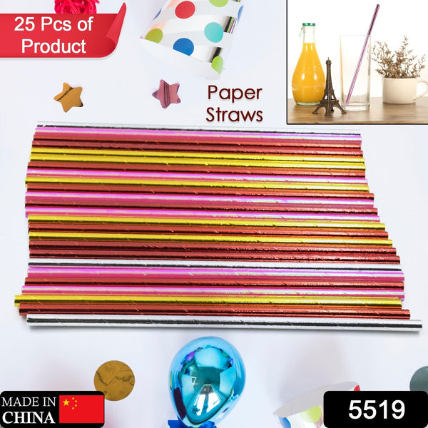 5519 Home Paper Straws Durable  Eco-friendly Colorful - Drinking Straws  Party Decoration Supplies Adorable Solid Color Food Grade Paper Straws For Birtay Wedding Baby Shower Celebration (25 Pcs Set)