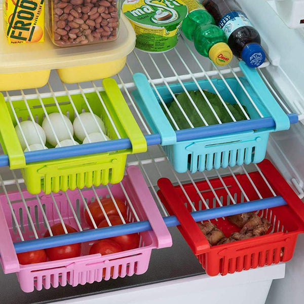 Virgin Freeze Storage Tray - Unbreakable, Adjustable, Multi-Color with Extra Storage (Pack of 4)