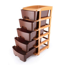 5-Tier Plastic Modular Drawer System – Multi-Purpose Storage Organizer (Brown)