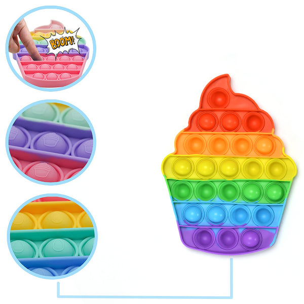 4476 Ice Cream Softy- Fidget Popping Sounds Toy Bpa Free Silicone Push Bubbles Toy For Autism Stress Reliever Sensory Toy Pop It Toy