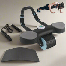 Abdominal Wheel Roller with Widened Elbow Support & Timer + Skipping Rope (1 Set)