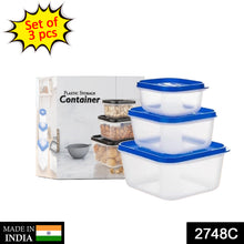 3-Piece Square Food Storage Container Set, Ideal for Grocery and Kitchen Organization