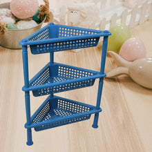 Triangle 3-Tier Plastic Storage Rack Shelf for Kitchen, Living Room, Bathroom, and Office Organization.