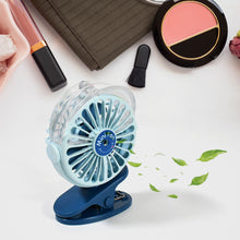 Portable Clip-on Fan – Battery Operated with Light & Spray, 3-Speed Quiet Rechargeable Mini Desk Fan, 360° Rotation for Home, Office, Camping (1 Pc)