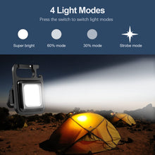 Rechargeable Mini Flashlight Keychain - Ultra-Light Portable Pocket Light with 4 Modes, Folding Bracket, Bottle Opener, and Magnetic Base for Camping and Walking.