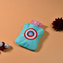 6517 Captain Americas Shield Small Hot Water Bag With Cover For Pain Relief Neck Shoulder Pain And Hand Feet Warmer Menstrual Cramps.