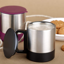 Stainless Steel Coffee Tea Cup - Insulated Double Wall with Lid and Handle for Hot Beverages (1 Pc)