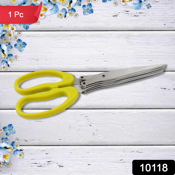 Multifunction Stainless Steel Vegetable & Herb Scissors – 5 Blades for Efficient Cutting (1 Pc)