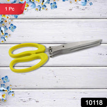 Multifunction Stainless Steel Vegetable & Herb Scissors – 5 Blades for Efficient Cutting (1 Pc)