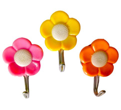 Plastic Self-Adhesive Hooks - Flower Shape Design, Pack of 5, Durable & Decorative Wall Mount