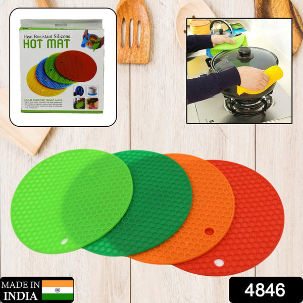 4-Pc Silicone Hot Mat Set - Protects Surfaces from Hot Vessels & Utensils Without Marks