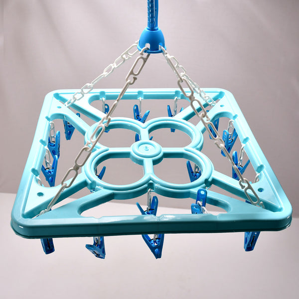 7285  Sqaure Portable  Rotatable Clips Cloth Hanger