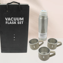 Stainless Steel Vacuum Flask - 500ml, 3 Steel Cups, Coffee/Hot Drink/Cold Water, Travel & Gifting Use