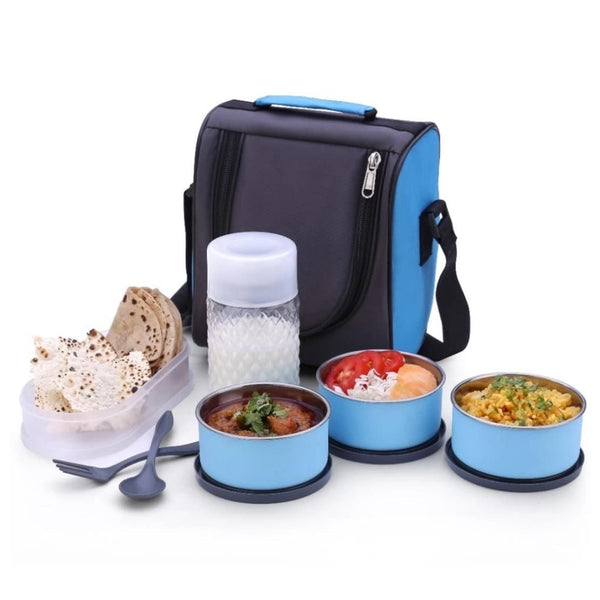 5106 All In One Lunch Box With Fabric Bag For Office  School Use