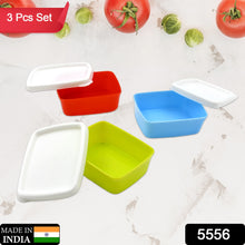 5556 Plastic Airtight Containers Set Small Plastic Container Set Rectangular Plastic Food Pickle Fridge Containers Multicolor Kitchen Storage Container (3 Pcs Set)