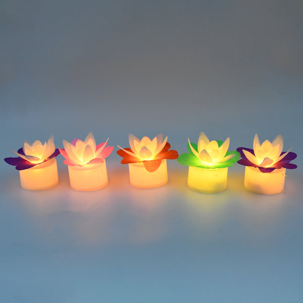 Decoration Candlesled Diwali Decor Lotus Flower Candle (5 Pc)