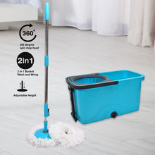 Spin Mop with Plastic Spin Bucket - Easy Wheels, Large Capacity, Ideal for Floor Cleaning.