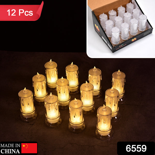 Flameless Melted Design Candles – Decorative Set (12 Pcs, Big Size)