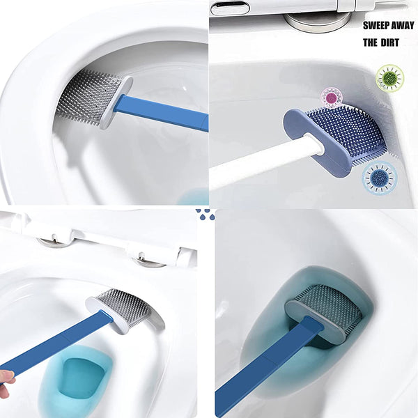 Silicone Toilet Brush Flexible Soft Bristle Brush With Quick Dry Holder Cleaning Brush For Toilet Accessories ( Without Sticker  Box )