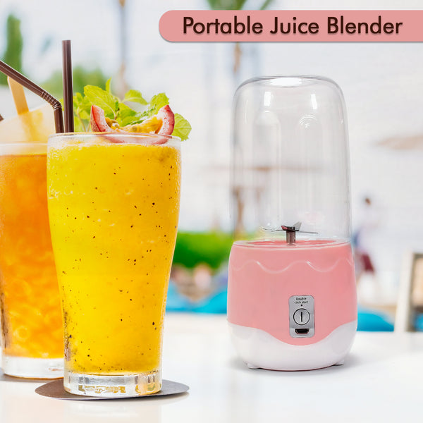 Portable Blender – Mini Handheld Juicer Cup with 4 Blades for Fruit Shakes & Smoothies (Multicolor).