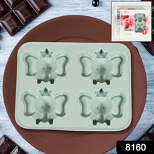 8160 Silicone Cartoon Shape 4 Grid Ice Cube Tray Ice Cube Molds Trays Small Cubes Tray For Fridge Flexible Silicon Ice Tray (1 Pc)