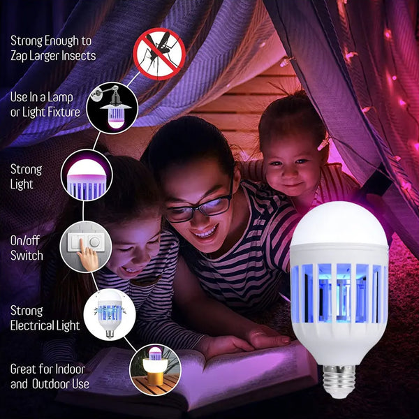 12W Mosquito Killer Lamp – E27 LED Zapper Bulb for Home Insect Control