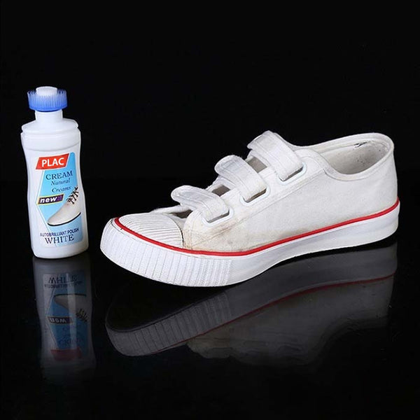 White Shoe Brightener & Cleaner – Dirt Removal, Whitening, and Polish with Brush Head (75ml)